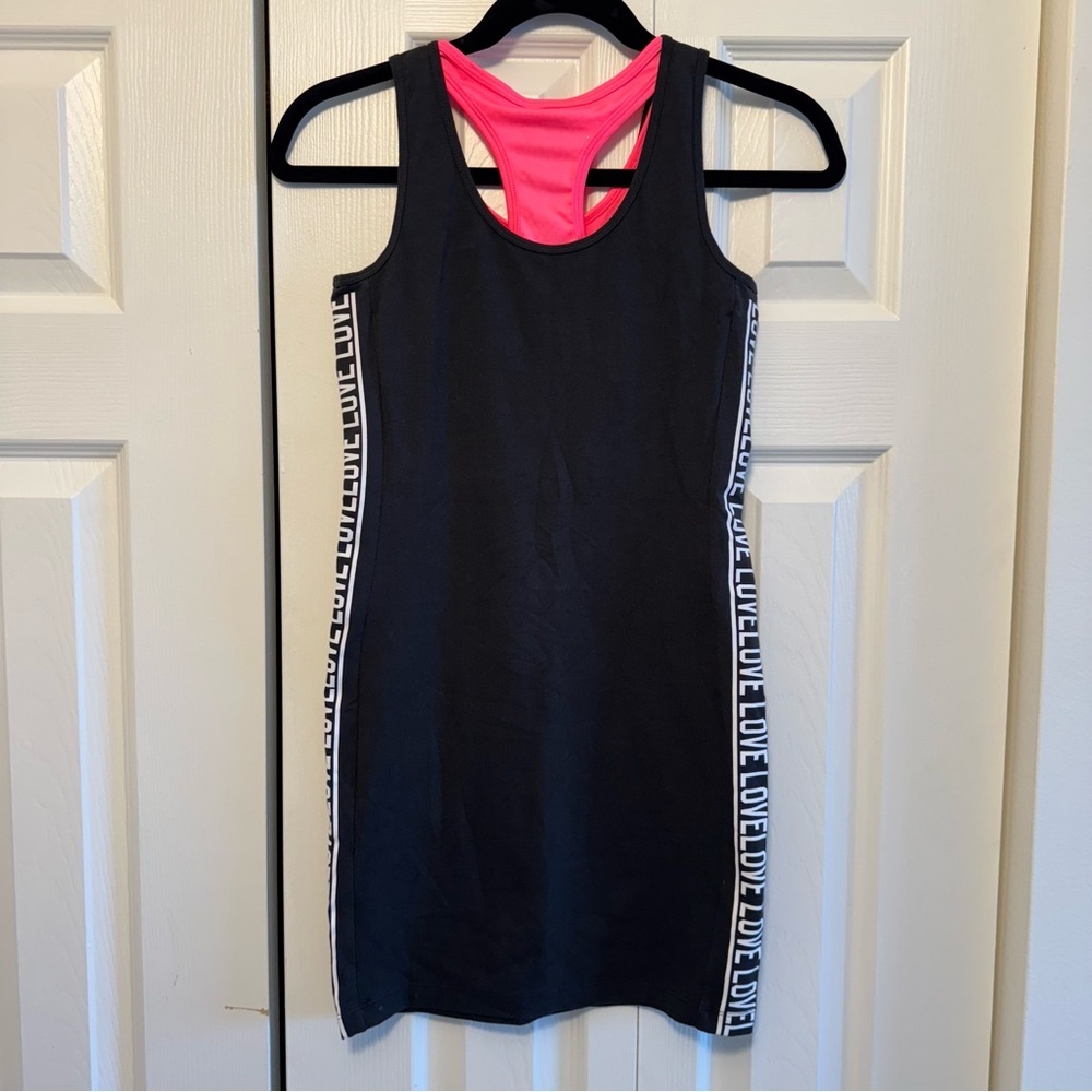Material Girl Active Black and Pink Tank Dress, Size XS - Picture 3 of 8